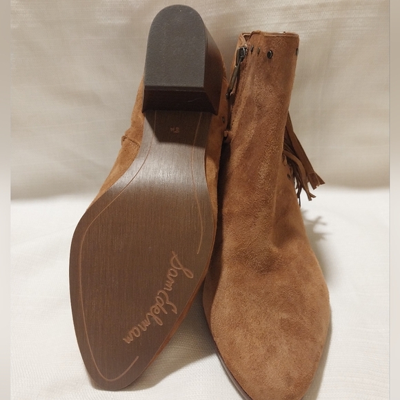 Sam Edelman Rudie Tan Suede Fringed Studded Side Zip Western Ankle Bootie NWOB - Picture 8 of 10